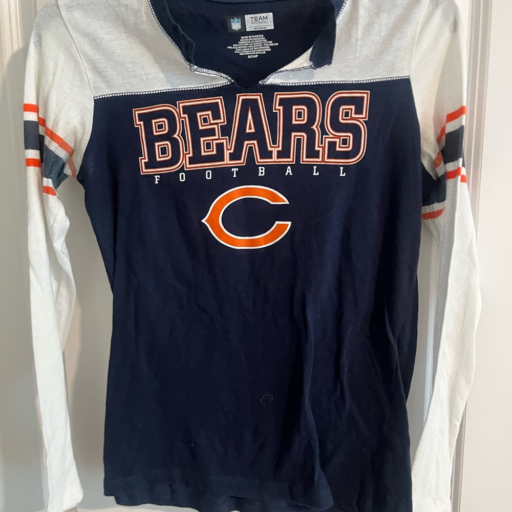 Team Apparel Bears Football Long Sleeve Tee - Navy and White